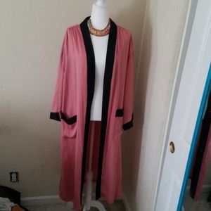 Salmon Pink and Black Satin Duster
